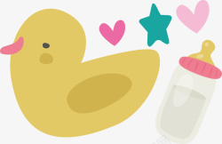 母婴封面奶瓶黄色小鸭卡通可爱婴儿用品设高清图片
