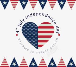 美国独立日美国国旗花纹爱心矢量图高清图片