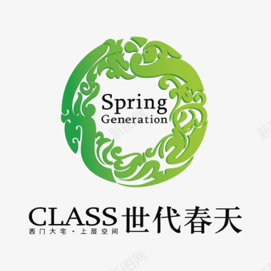 绿色感恩节字体设计世代春天地产logo图标图标