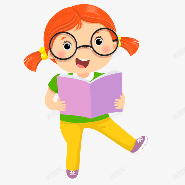 卡通看书的小女孩png免抠素材_88icon https://88icon.com 卡通 女孩 学习 学生 戴眼镜 戴眼镜小学生 看书