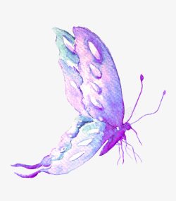 一只蝴蝶紫色水墨蝴蝶高清图片