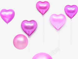 紫色清新爱心气球装饰图案素材