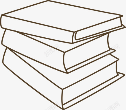 手绘教育素材3本重叠的书籍图标图标