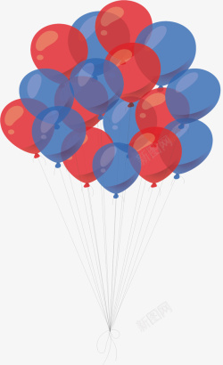 红蓝配色节日气球矢量图素材