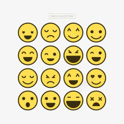 简洁黄色EMOJI简洁卡通圆脸表情包矢量图高清图片