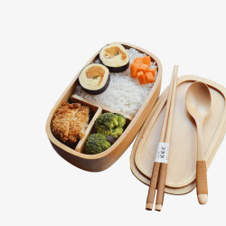 打包纸盒木质多格寿司盒高清图片