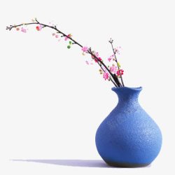 蓝色的花瓶桃花效果素材