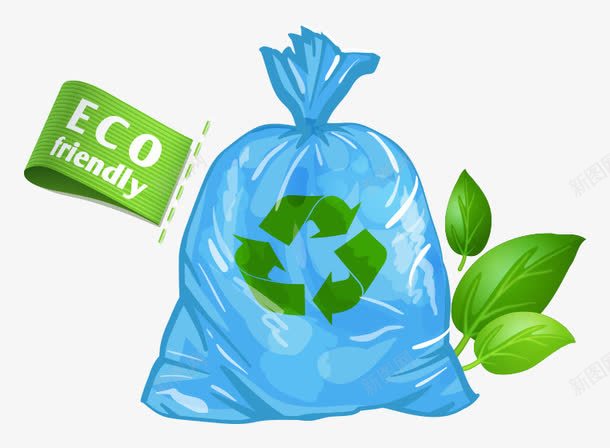 回收塑料袋绿色png免抠素材_88icon https://88icon.com 卡通垃圾袋 可回收 垃圾袋 环保 蓝色