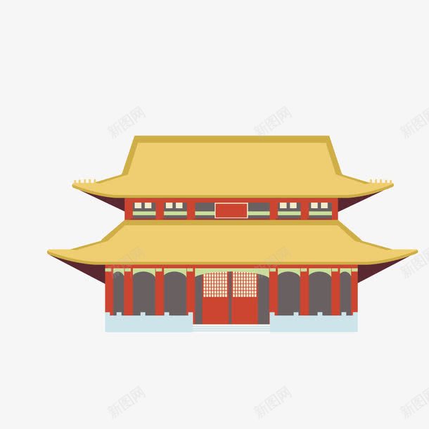 中国宫殿建筑矢量图ai免抠素材_88icon https://88icon.com 古典建筑 宫殿 故宫 金黄 矢量图