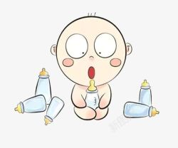 新生儿宝宝奶瓶宝宝喝奶惊呆了高清图片