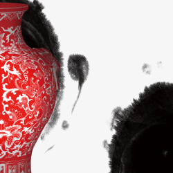 中国风红色青花瓷包装装饰素材
