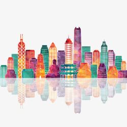 景区标志设计彩色香港建筑群高清图片