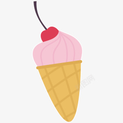 可爱樱桃冰激凌卡通矢量图素材