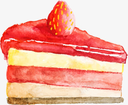 蛋糕节粉色水彩草莓蛋糕高清图片
