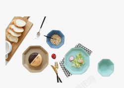 精美餐盘川岛屋日式陶瓷磨砂几何八角盘子高清图片