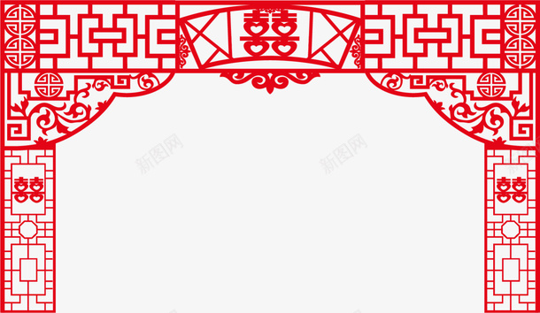 红色中国风双喜门楣png免抠素材_88icon https://88icon.com 中国式婚礼 双喜 婚庆 婚礼 浪漫 爱情 结婚 门楣