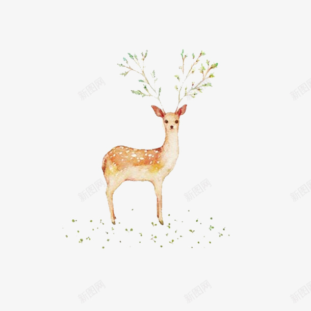 树叶犄角的小鹿创意手绘插图png免抠素材_88icon https://88icon.com 唯美 小鹿 手绘 春天 柔美 水墨画 清新 鲜花