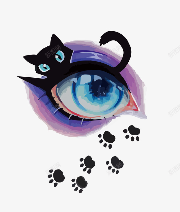 黑猫眼妆矢量图eps免抠素材_88icon https://88icon.com 卡通 手绘 水彩 眼睛 眼睛PNG矢量图 眼睛免扣PNG图 矢量眼睛 黑猫 矢量图