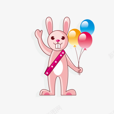 发气球的小兔子图标图标
