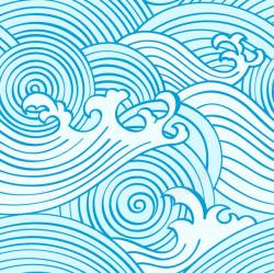 海洋花纹背景浮世绘海洋纹理高清图片