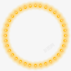 黄色光芒圆圈素材