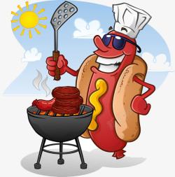 烤肉的热狗肠卡通画素材