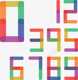 木板拼接数字9炫彩拼接数字0到9矢量图高清图片