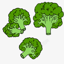绿色手绘圆弧西蓝花蔬菜插画素材