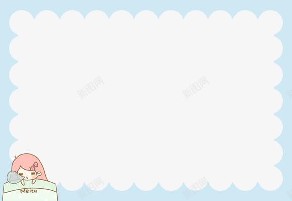 蓝色波浪边相框png免抠素材_88icon https://88icon.com 天蓝色 手绘 简约 边框