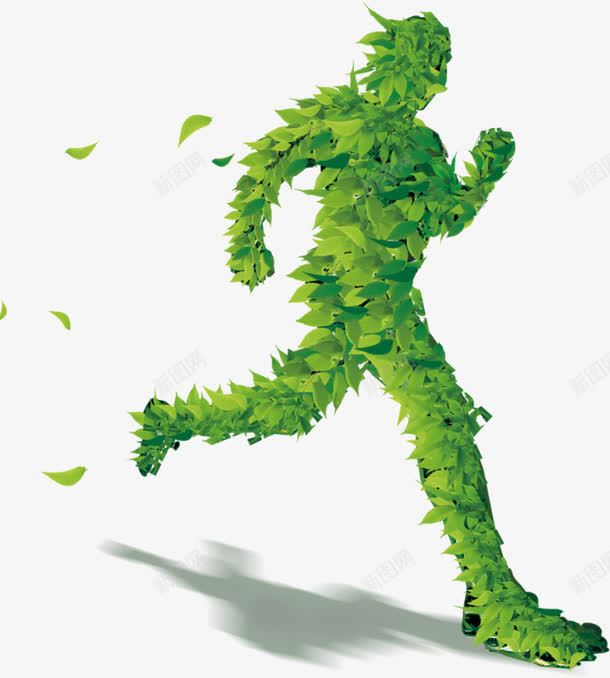 绿巨人png免抠素材_88icon https://88icon.com 3D绿色主题宣传 人 保护环境 健康生活 健身 叶子 奔跑 广告设计 影子 有氧运动 绿叶 绿色 跑步