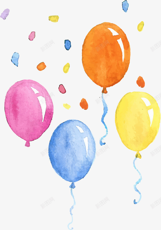 儿童节手绘多彩气球png免抠素材_88icon https://88icon.com 一堆气球 儿童节 多彩气球 手绘气球 水彩 绘画