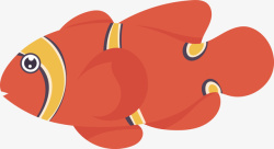 Q版亲嘴鱼可爱观赏红小丑鱼矢量图高清图片