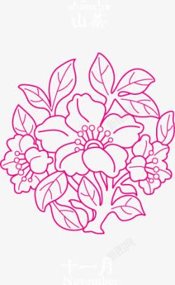 荷花底纹白描十二月份花卉高清图片