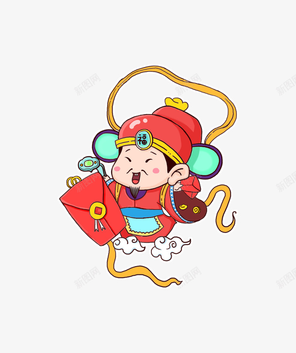 卡通版财神爷里的小红包png免抠素材_88icon https://88icon.com 2023 2024 初一到初八 初五 动漫动画 卡通人物 卡通手绘 国潮财神爷 大年初五 接财神 红包 装饰图 财神 财神到 财神爷 过新年 迎财神