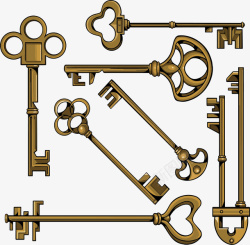 复古风欧式金色钥匙矢量图素材