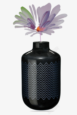深色灯芯花折线花瓶素材