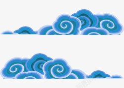 蓝色中国风海浪效果图案素材