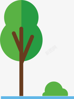绿色卡通植树节树木素材
