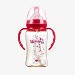 新生儿进口奶瓶红色卡通母婴奶嘴产品实物图高清图片