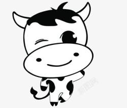 黑白icon卡通人物卡通黑白奶牛高清图片