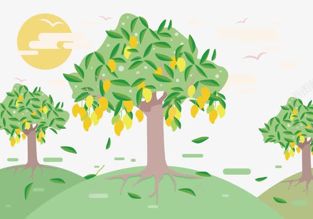 芒果果园png免抠素材_88icon https://88icon.com 成熟芒果 果园 果园背景 水果 水果树 芒果 芒果树 采摘