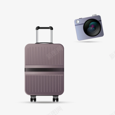 旅行社旅行箱包相机图标矢量图图标