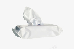 纯白色塑料包装的湿纸巾实物素材