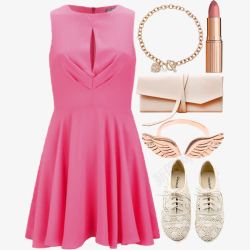 粉色性感连衣裙简约穿搭素材