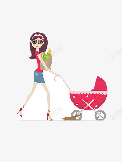 辣妈png免抠素材_88icon https://88icon.com 儿童车 女装 手绘 摩登 摩登周 摩登女郎 时尚 辣妈 高跟鞋