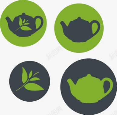 点缀叶子茶标签贴纸图标图标