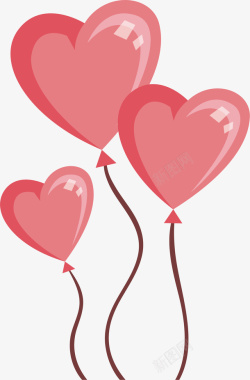 粉红色飞舞爱心气球矢量图素材
