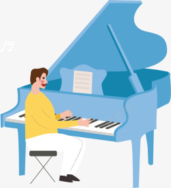 卡通钢琴弹琴的男士矢量图高清图片