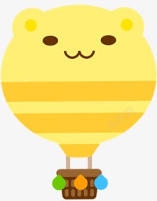 黄色卡通可爱小熊热气球素材