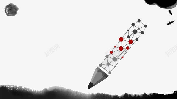 水墨中国风PPT模板png免抠素材_88icon https://88icon.com PPT模板 PPT背景 中国风 文本框 水墨 笔